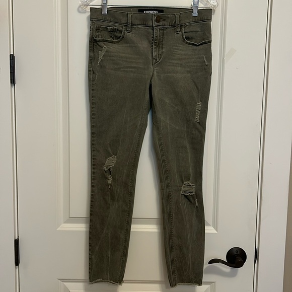 Express Olive Green Distressed Mid Rise Ankle Legging Women’s size 2 Regular - Picture 1 of 9